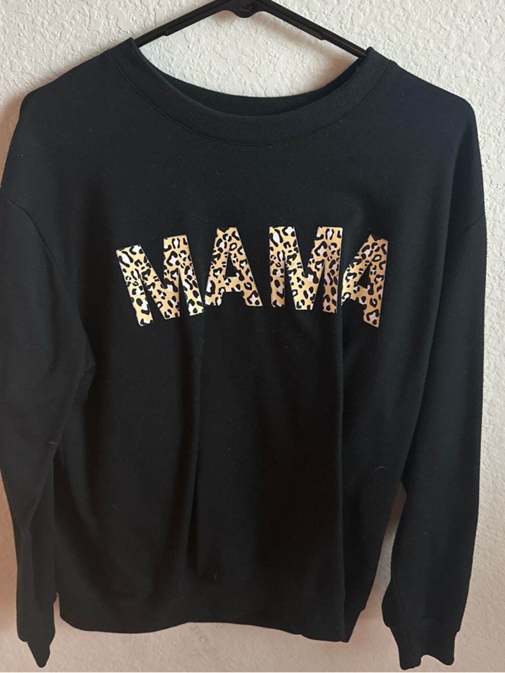 Amazon Black "MAMA" Leopard Print Crewneck Sweater